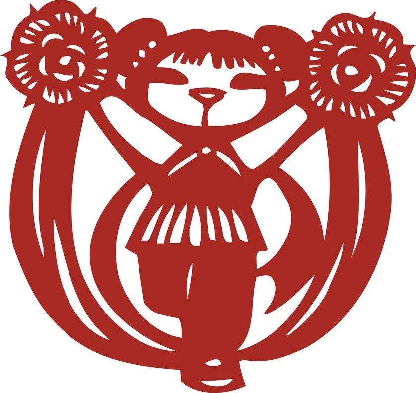 中国风中式传统喜庆民俗人物动物窗花剪纸插画边框AI矢量PNG素材【2559】